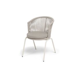 "Люксембург" стул плетеный из роупа, каркас из стали (RAL1013) муар, роуп бежевый круглый, ткань бежевая 15052 | Интернет магазин мебели и декора LifeDekor