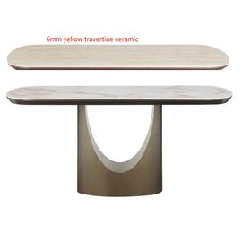 Стол CRESPO 180  TRAVERTINE CA086, керамика / Золотой, ®DISAUR | Интернет магазин мебели и декора LifeDekor