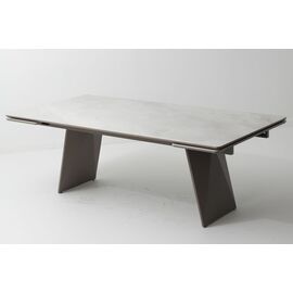 Стол ШЕРЛ  200 CRYSTAL ONIX BIANCO, керамика / Черный каркас М-City | Интернет магазин мебели и декора LifeDekor