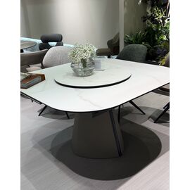 Стол RUBEN 132 TL-45 Белый мрамор, испанская керамика, стекло / Латте, ®DISAUR | Интернет магазин мебели и декора LifeDekor