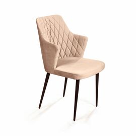 Стул с подлокотниками Hunt ромб, бархат бежевый 5 / чёрный конус | Интернет магазин мебели и декора LifeDekor