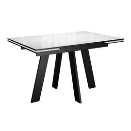 Стол DikLine SKM120 Керамика Carrara Gloss (мрамор глянец белый)/опоры черные | Интернет магазин мебели и декора LifeDekor