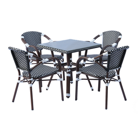 "Кабри" обеденная группа плетеная на 4 персоны, цвет черно-белый | Интернет магазин мебели и декора LifeDekor