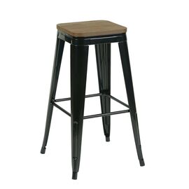 Стул барный TOLIX черный глянцевый + темное дерево KD | Интернет магазин мебели и декора LifeDekor