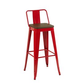 Стул барный TOLIX со спинкой красный глянцевый + темное дерево KD | Интернет магазин мебели и декора LifeDekor