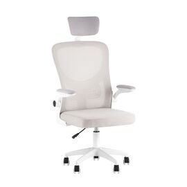 Кресло офисное TopChairs Core серый с подголовником пластик белый | Интернет магазин мебели и декора LifeDekor