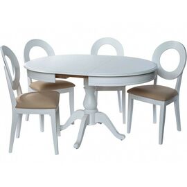 Обеденная группа (Стол Фабрицио-1 D 100 и 4 стула Коломбо-2), эмаль белая | Интернет магазин мебели и декора LifeDekor