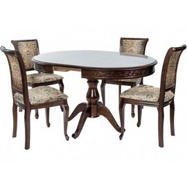 Обеденная группа (Стол Фабрицио-1 Glass и 4 стула Кабриоль), орех темный | Интернет магазин мебели и декора LifeDekor