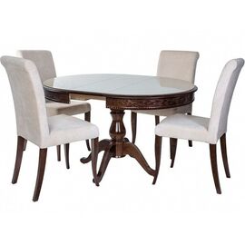 Обеденная группа (Стол Фабрицио-1 Glass и 4 стула Помпей Люкс), орех темный | Интернет магазин мебели и декора LifeDekor