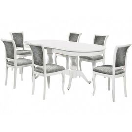 Обеденная группа (Стол Фабрицио-2 овал и 6 стульев Кабриоль), эмаль белая | Интернет магазин мебели и декора LifeDekor