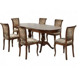Обеденная группа (Стол Фабрицио-2 овал и 6 стульев Кабриоль), орех темный | Интернет магазин мебели и декора LifeDekor