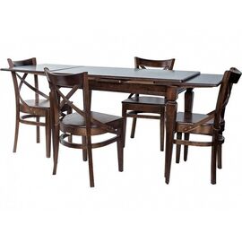 Обеденная группа (Стол Греция и 4 стула Соло Венский жесткий), орех темный | Интернет магазин мебели и декора LifeDekor