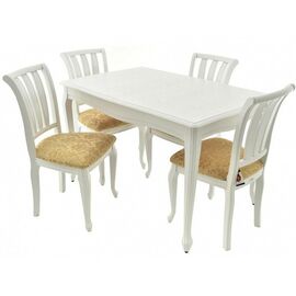 Обеденная группа (Стол Кабриоль и 4 стула Кабриоль с жесткой спинкой), эмаль белая | Интернет магазин мебели и декора LifeDekor