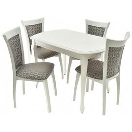 Обеденная группа (Стол Прага и 4 стула Тулон мягкий), эмаль белая | Интернет магазин мебели и декора LifeDekor