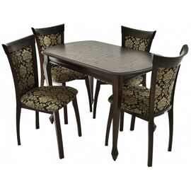 Обеденная группа (Стол Прага и 4 стула Тулон мягкий), орех темный | Интернет магазин мебели и декора LifeDekor