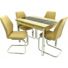 Обеденная группа (Стол Шанхай Каре и 4 стула Шато), цвет бежевый | Интернет магазин мебели и декора LifeDekor