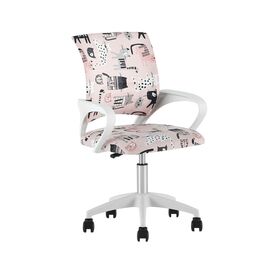 Кресло офисное TopChairs Simple SN Junior принт Pink Cats пластик белый | Интернет магазин мебели и декора LifeDekor