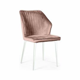 Стул Berg, бархат бежевый 5 / белый конус | Интернет магазин мебели и декора LifeDekor