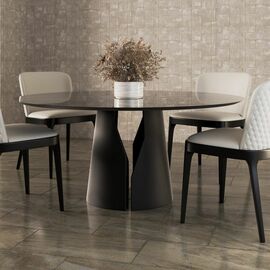 Стол круглый GIO 120, керамика глянцевая, черная | Интернет магазин мебели и декора LifeDekor