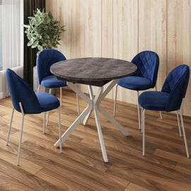 Стол круглый раздвижной Твист (90+30) камень темный / опоры белые | Интернет магазин мебели и декора LifeDekor