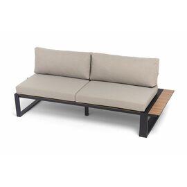 "Тулон" левый модуль, каркас алюминий, HPL "дуб", черный муар, ткань бежевая 15052 | Интернет магазин мебели и декора LifeDekor