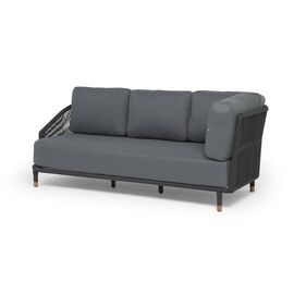 "Верона" правый-угол модуль плетеный из роупа, каркас алюминий темно-серый (RAL7024) муар, роуп темно-серый круглый, ткань темно-серая 027, L220х89 | Интернет магазин мебели и декора LifeDekor