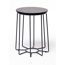 "Эквадор" журнальный стол из HPL круглый Ø40 H55, каркас из стали темно-серый (RAL 7024), цвет столешницы "серый гранит" | Интернет магазин мебели и декора LifeDekor