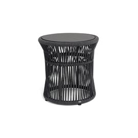 "Романо" журнальный стол из HPL круглый Ø45 H47, каркас из алюминия черный муар, цвет "черный мрамор", роуп темно серый круглый | Интернет магазин мебели и декора LifeDekor