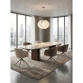 Стол ТЕРРА (TERRA) 240 (360) БЕЖЕВЫЙ МРАМОР TL-331, испанская керамика / Орех, ®DISAUR | Интернет магазин мебели и декора LifeDekor