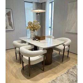 Стол ВЕСТБЕРГ (WESTBERG) 180 КАЛАКАТТА (GLOSS CALACATTA GOLD SOLID CERAMIC) / Орех натур, ®DISAUR | Интернет магазин мебели и декора LifeDekor