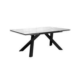 Стол DikLine DKX140 керамика Carrara Gloss (мрамор глянец белый), подстолье черное, опоры черные (2уп.) | Интернет магазин мебели и декора LifeDekor
