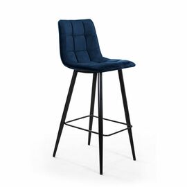 Стул барный Уно, бархат синий 29 / чёрный конус | Интернет магазин мебели и декора LifeDekor