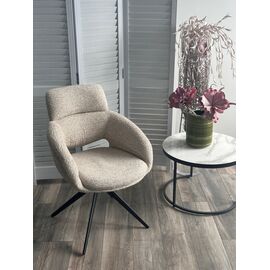 Стул АРНЭ (ARNE) 360 град, цвет БЕЖЕВЫЙ EYELASH -120, фактурный шенилл / ЧЕРНЫЙ каркас, ®DISAUR | Интернет магазин мебели и декора LifeDekor