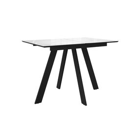 Стол DikLine DKD120 керамика 120(160)х80, Carrara Gloss (мрамор глянец белый), опоры черные (2уп.) | Интернет магазин мебели и декора LifeDekor