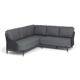 "Верона" диван модульный плетеный из роупа, каркас алюминий темно-серый (RAL7024) муар, роуп темно-серый круглый, ткань темно-серая 027 | Интернет магазин мебели и декора LifeDekor