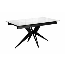 Стол DikLine DKS140 керамика Carrara Gloss (мрамор глянец белый), подстолье черное, опоры черные (2уп.) | Интернет магазин мебели и декора LifeDekor