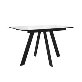 Стол DikLine DKD140 керамика 140(180)х80, Carrara Gloss (мрамор глянец белый), опоры черные (2уп.) | Интернет магазин мебели и декора LifeDekor