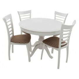 Обеденная группа (Стол Фабрицио-1 D100 и 4 стула Бурбон), эмаль белая | Интернет магазин мебели и декора LifeDekor