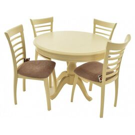 Обеденная группа (Стол Фабрицио-1 D100 и 4 стула Бурбон), слоновая кость | Интернет магазин мебели и декора LifeDekor