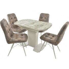 Обеденная группа (Стол Корсика Дерево светлое и 4 стула Бордо), белый | Интернет магазин мебели и декора LifeDekor