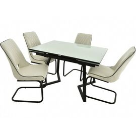 Обеденная группа (Стол Римини и 4 стула Эльзас), стекло белый | Интернет магазин мебели и декора LifeDekor