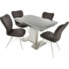 Обеденная группа (Стол Тайбэй и 4 стула Риоха), стекло черный | Интернет магазин мебели и декора LifeDekor