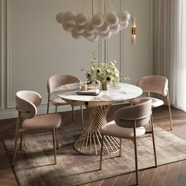 Стол круглый раскладной Лава (120+30+30), керамика глянцевая Top Pandora / опора золото | Интернет магазин мебели и декора LifeDekor