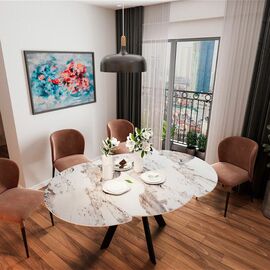 Стол круглый раскладной Орион (120+30+30), керамика глянцевая Pandora | Интернет магазин мебели и декора LifeDekor