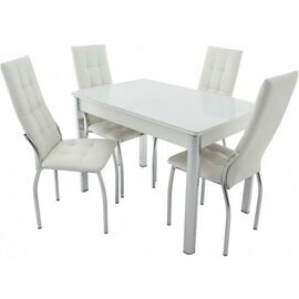 Обеденная группа (Стол Гамбург стекло и 4 стула Чинзано), белый | Интернет магазин мебели и декора LifeDekor