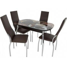 Обеденная группа (Стол Ривьера СВ фотопечать Кофе 22 и 4 стула Асти), коричневый | Интернет магазин мебели и декора LifeDekor