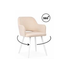 Стул на металлокаркасе Эолин 360 бежевый (glory 03) / белый | Интернет магазин мебели и декора LifeDekor