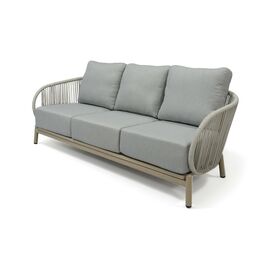 "Прато" диван трехместный из искусственного ротанга, цвет светло-серый, каркас под дерево (холодно-бежевый) | Интернет магазин мебели и декора LifeDekor