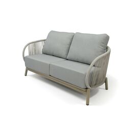 "Прато" диван двухместный из искусственного ротанга, цвет светло-серый, каркас под дерево (холодно-бежевый) | Интернет магазин мебели и декора LifeDekor