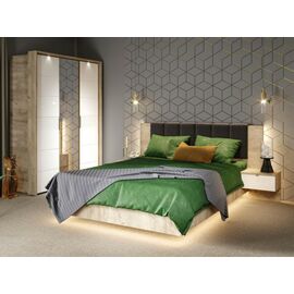 Спальня «Джулия» 3 дв шк, Крафт серый/белый глянец | Интернет магазин мебели и декора LifeDekor